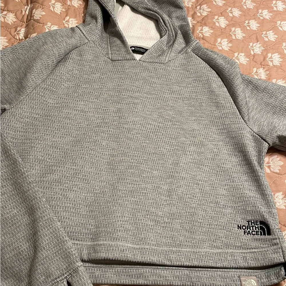 The North Face Textured Gray Cropped Sweatshirt
